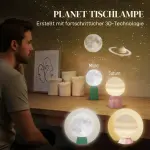 Planetarisk Bordslampa Set med 3 Färger och USB i Plast, Vit
