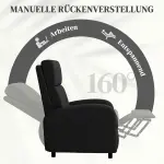 Relaxfåtölj med Liggyta och Justerbart Ryggstöd samt Fotstöd för Vardagsrum Ergonomisk och Bekväm Svart Konstläder