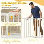 Barngrind Utan Borrning Vit Metall för Trappa och Dörr Säkerhetsgrind med Automatisk Stängning Justerbar Bredd 76 till 103 cm