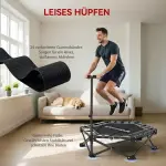 Träningsstudsmatta med Handtag Svart Stål och PP för Fitness och Cardio Hopfällbar Studsmatta med Bärväska och Justerbart Grepp Tål 120 kg Stabil