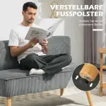 2-sits Stoppad Soffa, Trä, Sammetspolyester och Skum, Grå, 117 x 56,5 x 77 cm