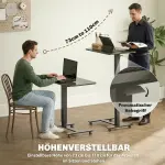 Höj- och Sänkbart Skrivbord på Hjul Svart Stål och Spånskiva för Hemmakontor Ergonomisk Ståpulpet med C-formad Ram Flexibel Arbetsplats 65 x 48 x 110 cm