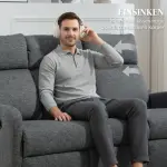 3-sits Soffa med Individuellt Justerbart Ryggstöd, Fotstöd och Tygklädsel i Metall, Grå