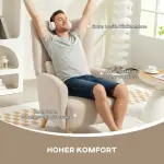 Stoppad Accentstol med Plyschöverdrag, Skumkudde och Wingback-design, Beige