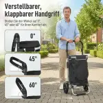 Dramatenvagn 3 i 1 Svart Tyg och Aluminium för Shopping Hopfällbar Shoppingvagn med Kylfack och Hjul Lättvikt 40 liter Robust och Smidig