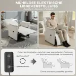 Liggstol med Tyst Motor, Robust Tygkåpa, Minnesfunktion och Justerbart Fotstöd, Krämvit