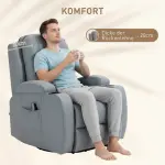 Massagestol med Gung-, Ligg- och Värmefunktion, Timer, 5 Lägen, Roterbar, Ljusgrå
