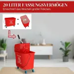 Städvagn med Mopphink och Urvridare på Hjul för Effektiv Rengöring och Golvvård Hållbar och Ergonomisk Röd Plast 20 L