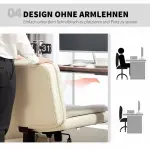 Armlös Kontorsstol i Konstläder med Hjul, Extra Kudde och Höjdjusterbar, Rullbar, Beige