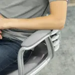 Ergonomisk Kontorsstol med Armstöd och Vadderat Ryggstöd, Ljusgrå