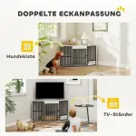 Hundlåda för Små och Medelstora Hundar, Husdjurslåda med Foderdörr i MDF och Metall, Vit