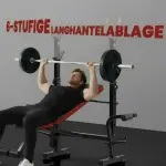 Justerbar Träningsbänk utan Vikter, Träningsstation för Många Övningar, Stål, Plast, Svart + Röd