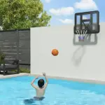 Väggmonterad Basketbåge med Rivbeständigt Nät för Inomhus- och Utomhusbruk, Svart