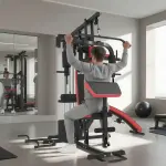 Multifunktionell Träningsstation med 65 kg Viktblock, Justerbar, Stål, Syntetiskt Läder