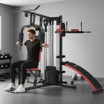 Multifunktionell Träningsstation med 65 kg Viktblock, Justerbar, Stål, Syntetiskt Läder