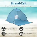 Pop-up Tält, Strandtält, Campingtält, Polyester, 200 x 150 x 119 cm, Blå