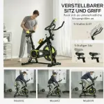 Tyst Motionscykel med Justerbart Motstånd, Pulssensor och Monitor, Gul