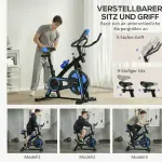 Tyst Motionscykel med Justerbart Motstånd, Pulssensor och Monitor, Blå