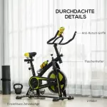 Tyst Motionscykel med Justerbart Motstånd, Pulssensor och Monitor, Gul