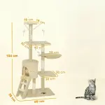Klösträd Stabil Beige Sisal för Katter med Grotta och Leksaker Trappa Stor Plattform Klöspelare Mjuk Plysch 5 kg
