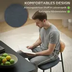 Set med 2 Matstolar i Linnelook, Armlös Design med Metallben, Grå