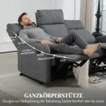 3-sits Soffa med Individuellt Justerbart Ryggstöd, Fotstöd och Tygklädsel i Metall, Grå