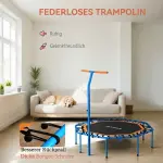 Fitnesstrampolin och Träningstrampolin med Justerbart Handtag för Inomhusbruk Hållbar och Stabil Blå Stål och Plast för Hemmaträning