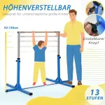 Gymnastikstång Stabil Blå Trä Stål för Barn Från 3 År med Justerbar Höjd i 13 Steg Upp till 75 kg för Lek och Sport