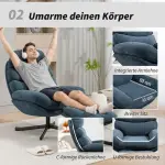 Fåtölj med Fotpall Blå Chenille och Metall för Vardagsrum Relaxfåtölj med Högt Ryggstöd och Mjuk Sits Modern 78x93x100 cm