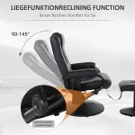 Massagestol med Pall, Vridbar Vilstol med Massagefunktion, Elektrisk TV-stol med Liggfunktion, Fjärrkontroll, Konstläder, Svart
