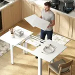 Utdragbart Matbord 120-160 x 70 cm för 4-6 Personer i Högblank MDF, Vit