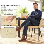 5-delat Trädgårdsmöbelset med 4 Stolar och 1 Bord i Syntetisk Rotting med Tvättbara Kuddar, Kaki