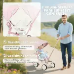Trehjuling Cabriolet Barnvagn 5-i-1 med Körhandtag, Säkerhetsbälte och Förvaringsväska, 1-3 År, Rosa