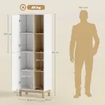 Bokhylla Stor Vit MDF för Vardagsrum och Kontor Fristående Hylla med 4 Öppna Hyllplan och 2 Skåp Modern Design 176 cm