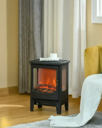 Elektrisk Kamin med LED-Flamma 1800 w, Svart