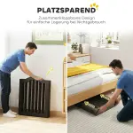 Hundgrind Fristående Svart Trä och Stål för Dörr och Trappa Säkerhetsgrind 4 Paneler Hopfällbar Barriär med Fötter Stabil och Snygg 208 cm