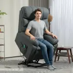 Elektrisk Vilstol med Massagefunktion och Stående Funktion i Metall och Tyg, Grå