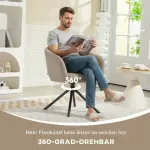 Vridbar Stoppad Fåtölj med Bekvämt Sittskal och Mysig Klädsel, upp till 120 kg, Ljusbrun