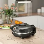 Elektrisk Pizzaugn 430°C, 1200 W med 30 cm Stenplatta, Timer och Visningsfönster, Svart