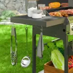 Gasgrill BBQ Grill med 4 Huvudbrännare, 1 Sidobrännare och 1 Värmeplatta, Svart, 135x55x103 cm