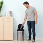 Automatisk Sensor Papperskorg 30 L, Mjukstängande Lock, Rörelsesensor, Vattentät, för Kontor, Sovrum och Kök, Svart + Silver