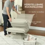 Avkopplande Stol, Sittsäck med Justerbart Ryggstöd, Läderlook, Beige, 62 x 70 x 95 cm
