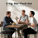 5-delat Barbordsset med 4 Stolar i Industriell Design, Trä och Stål, Brun