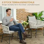Uteplatsstolar i Boho-stil, Set om 2, Sittkuddar, Tvättbart Överdrag, Metallram, Beige