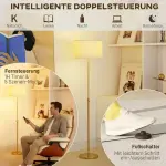 Golvlampa med Fjärrkontroll Dimbar Guld Metall och Tyg för Vardagsrum och Sovrum Justerbar Höjd och Ljusstyrka med Fotströmbrytare Elegant