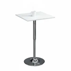 Höjdjusterbart Barbord, 360° Vridbart, Reptåliga Fötter, Stabil Metallbas, Vit