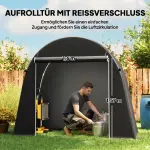 Cykeltält Stor Mörkgrå PE-plast för Motorcykel och Cykel Väderbeständigt Förvaringstält med Rolldörr 248x162 cm