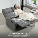 2-sits Soffa med Individuellt Justerbart Ryggstöd, Fotstöd och Tygklädsel i Stål, Grå