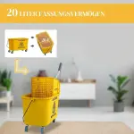 Städvagn 20 L med Press och Sopset samt Hink inkl Mopp på Hjul för Effektiv Rengöring Hållbar och Ergonomisk Gul Plast och Metall