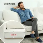 3-sits Soffa med Tjocka Kuddar, Gummiträ och Tygöverdrag för Vardagsrum och Kontor, Krämvit